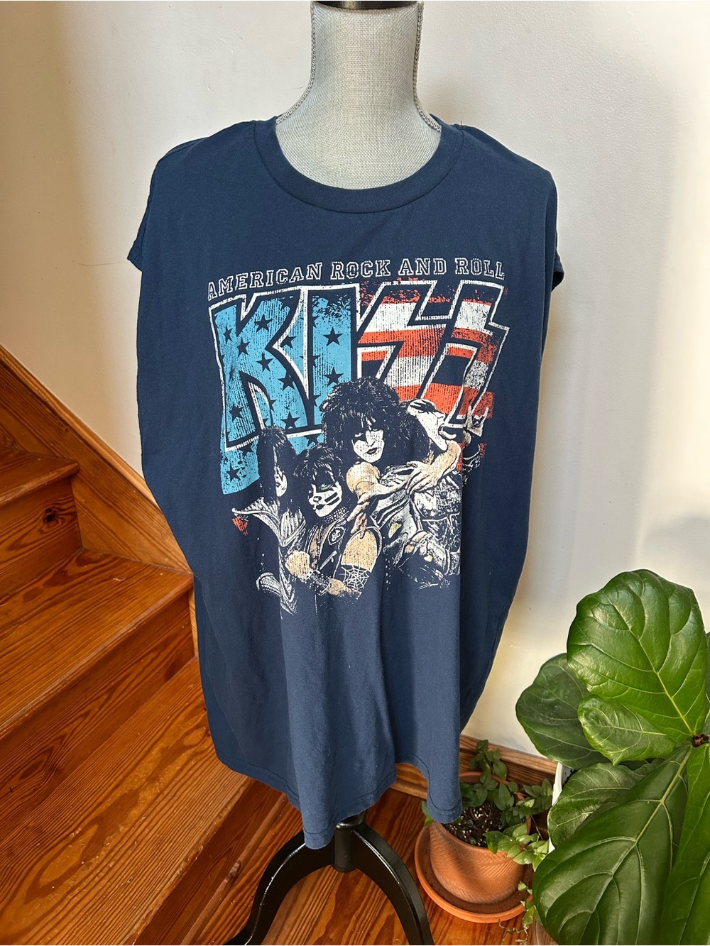KISS American Rock & Roll Concert Tour Navy Graphic concert men’s Tank